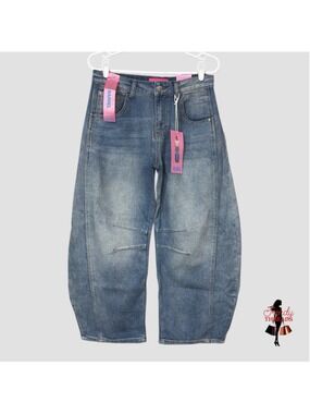 NWT Telepatia Wide Barrel Leg Jeans Sz 5/27 Y2K Low Rise Denim Baggy Punk Preppy